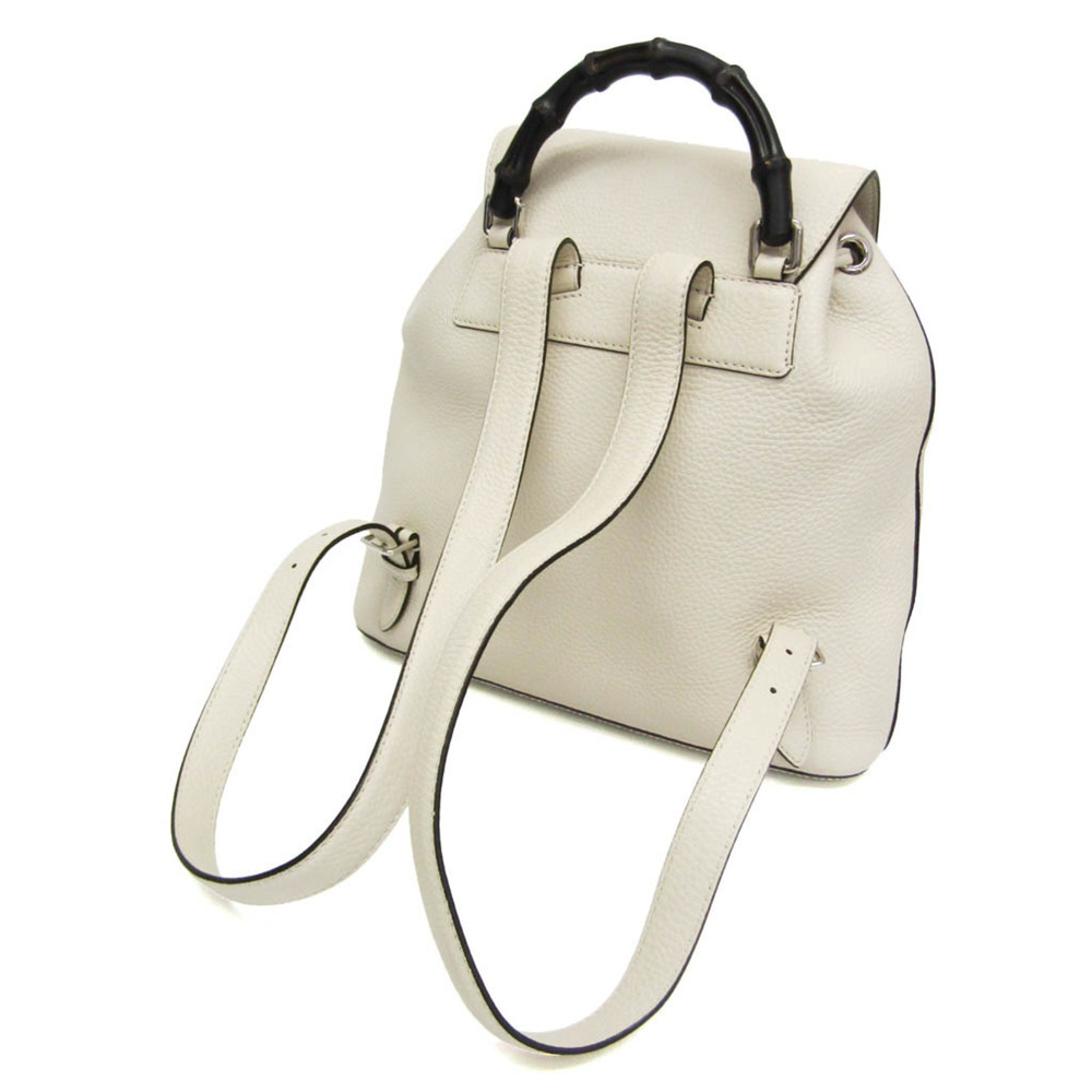 GUCCI White Leather Bamboo Backpack - Picture 9 of 16